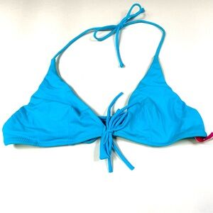 Victorias Secret XS Triangle String Bikini Top Solid Blue No Wire #1835